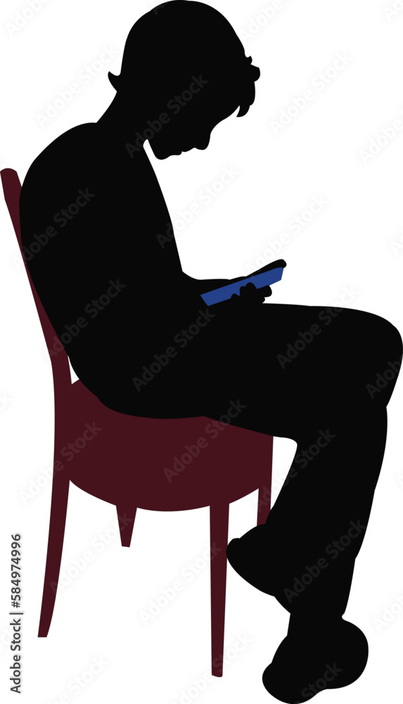 boy using smart phone silhouette vector boy using smart phone silhouette vector