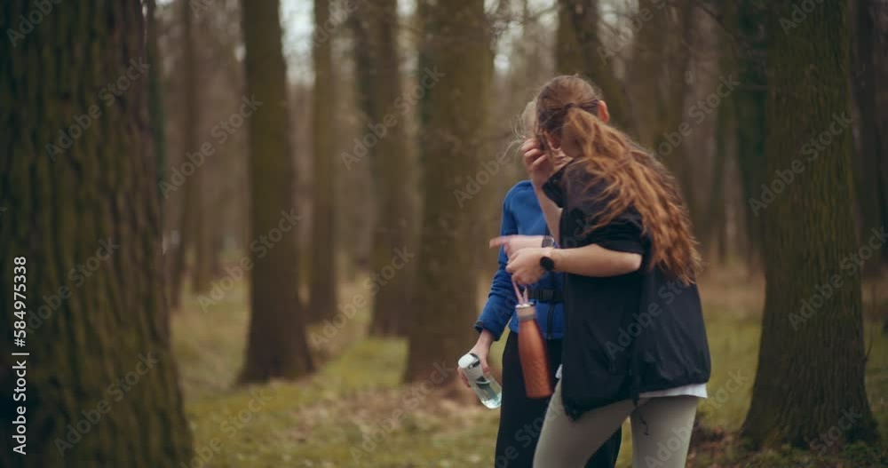Two Woman Workout Exercising In Park Jogging fitness Two Woman Workout Exercising In Park Jogging fitness