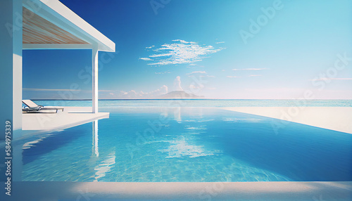 Blue water sparkles under summer sun idyllic scene generated by AI