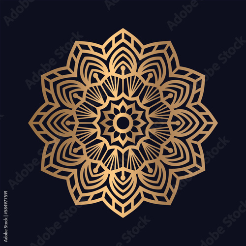 luxury ornamental mandala design in golden Background design Free Vector