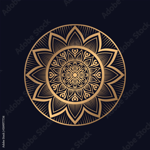 Golden Mandala Background design Free Vector