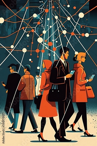 ai generated image people on tablets internet connected all over the earth