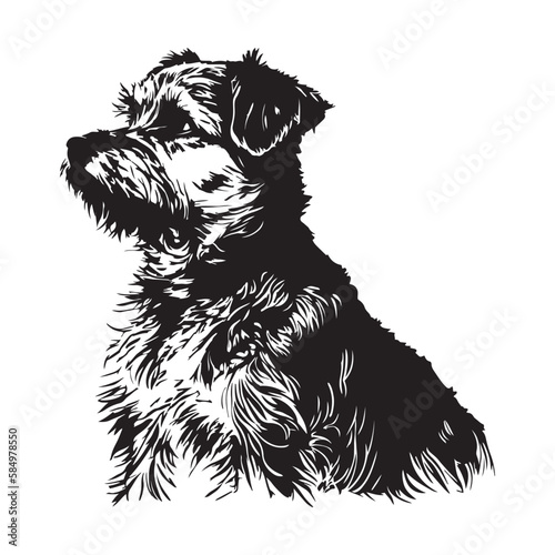 Cute dog line drawing vector. Dog vector illustration. Dog black line art silhouette