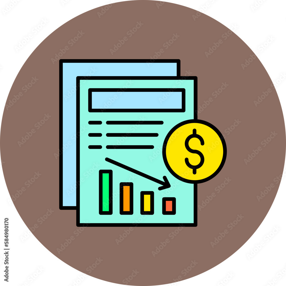 Loss Multicolor Circle Filled Line Icon Loss Multicolor Circle Filled Line Icon