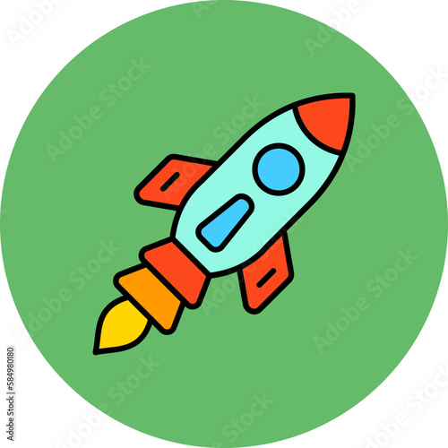 Rocket Multicolor Circle Filled Line Icon