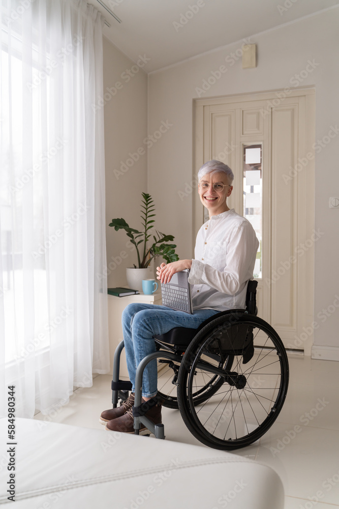 Happy Woman With Disability At Home Happy Woman With Disability At Home