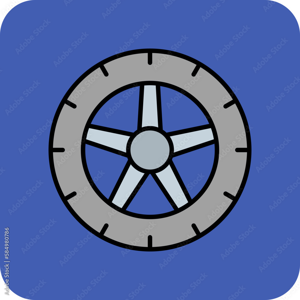 Obraz premium Tyre Multicolor Round Corner Filled Line Icon