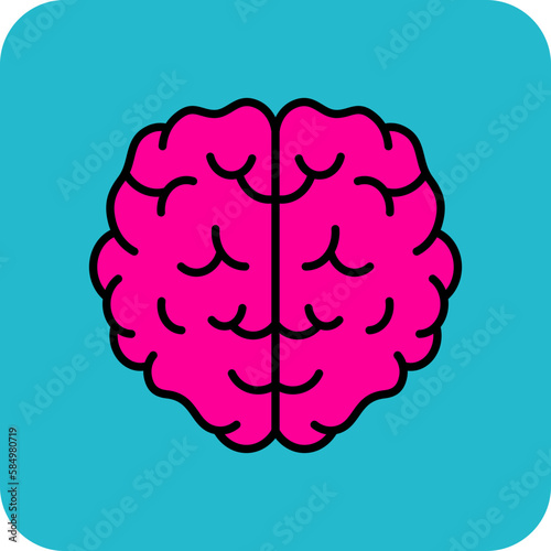 Brain Multicolor Round Corner Filled Line Icon