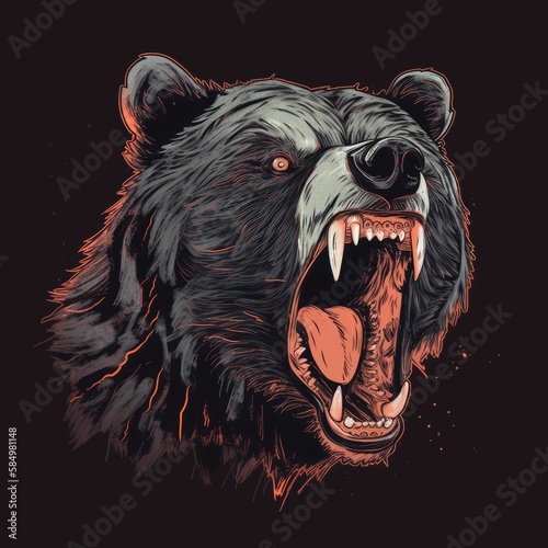 portrait of a bear screaming, generative AI