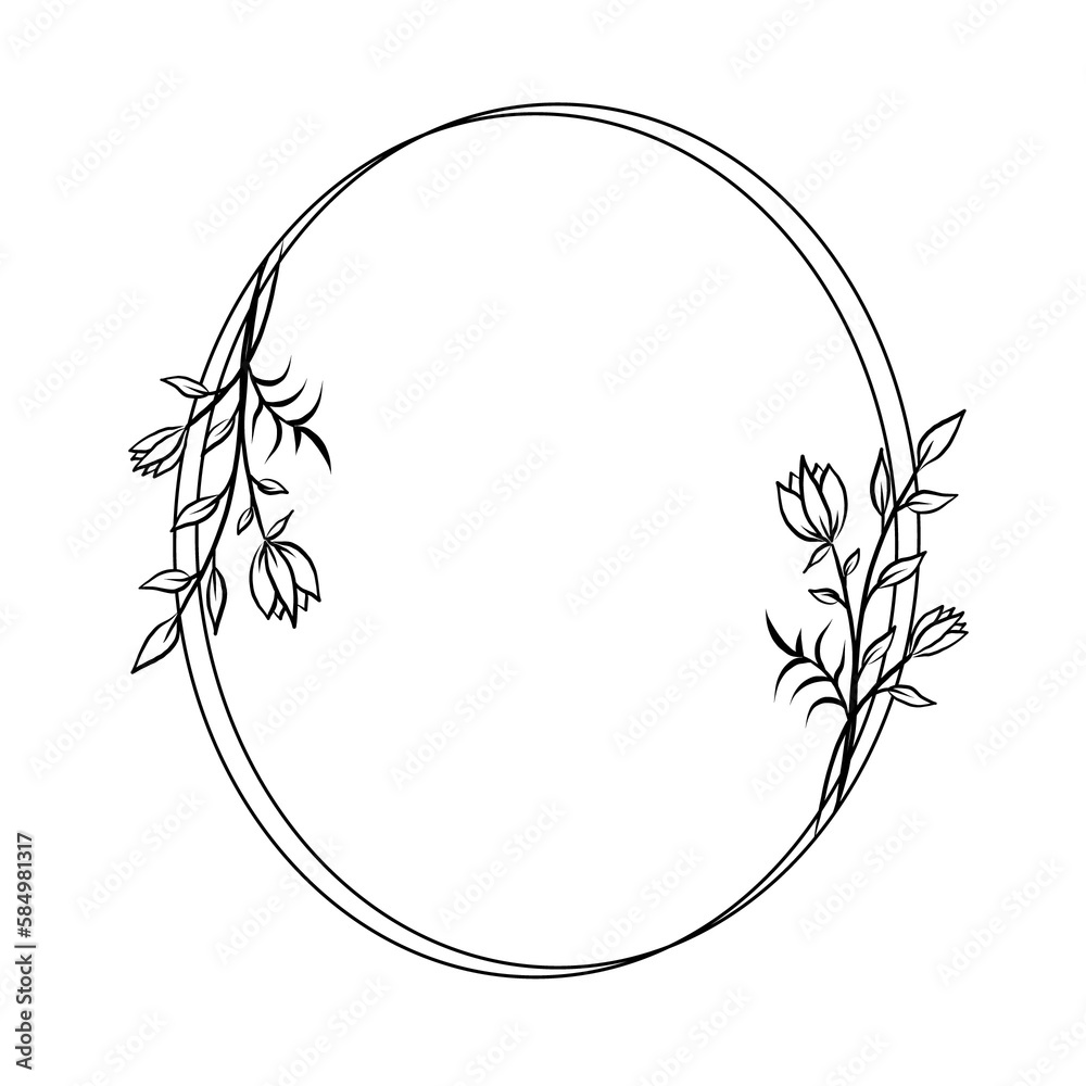 Hand drawn floral frame illustration