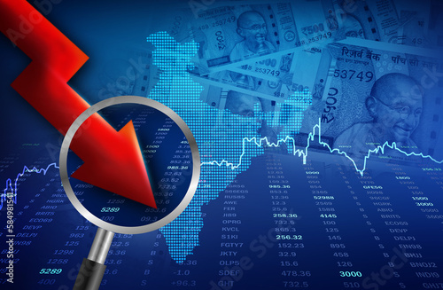 Foto Indian economy downfall concept