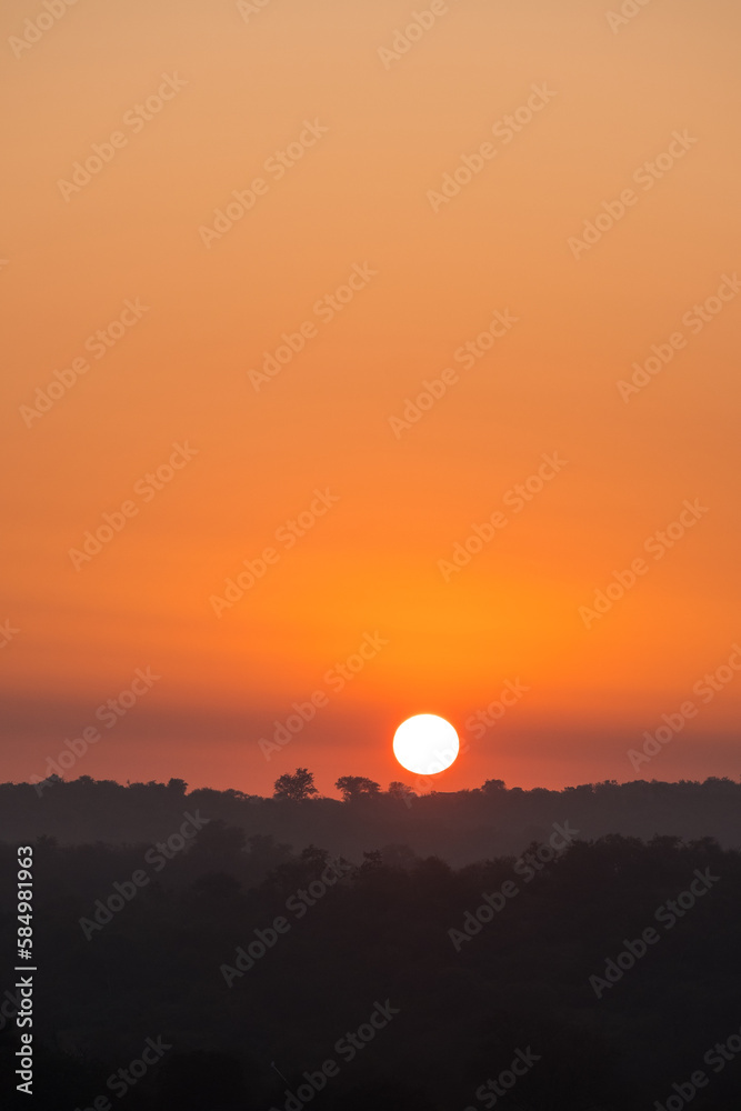 Bloody African Sunrise in savannah