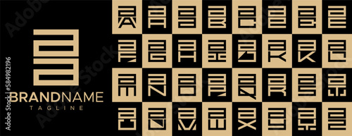 Square letter A AA logo design set