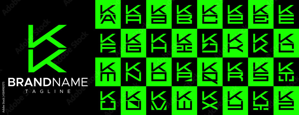 Simple square letter K KK logo design set Simple square letter K KK logo design set