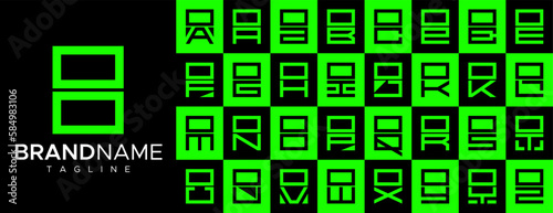 Simple square letter O OO logo design set.