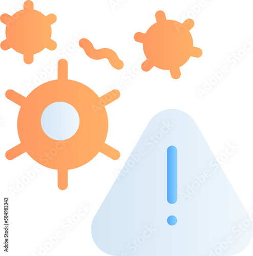 The dangerous virus icon, symbolizing the threat of infectious disease. The icon is commonly used to warn of the presence of a harmful pathogen or contagion in the environment