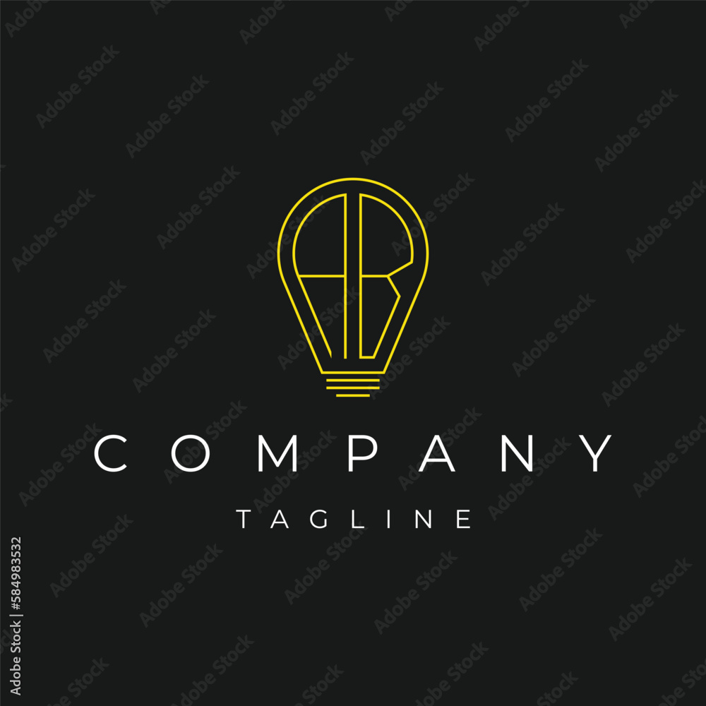Letter AB BA initial lamp solution bulblight icon logo design vector template