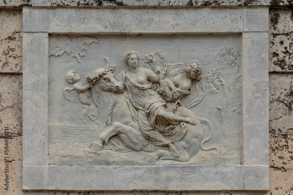 High relief on marble of greek mythology