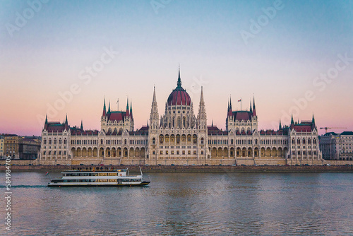 parliament of Budapest, from the Danubius river and boat crossing