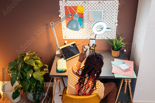 Teen Blogger Recording A Video With Smartphone