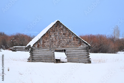 Old barn in the snow