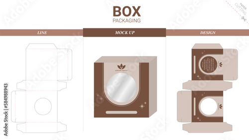 Box packaging and mockup die cut template