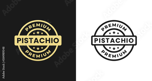 Pistachio label or Pistachio stamp vector isolated in flat style. Best Pistachio label vector for product design element. Elegant Pistachio stamp vector for packaging design element.
