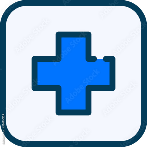 Medical icon represents healthcare and medicine in general, including medical equipment, medication, and medical procedures