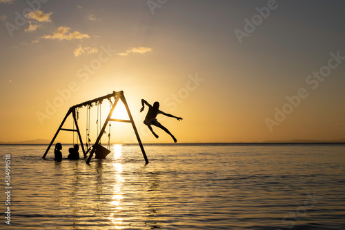 Jumping from a swing