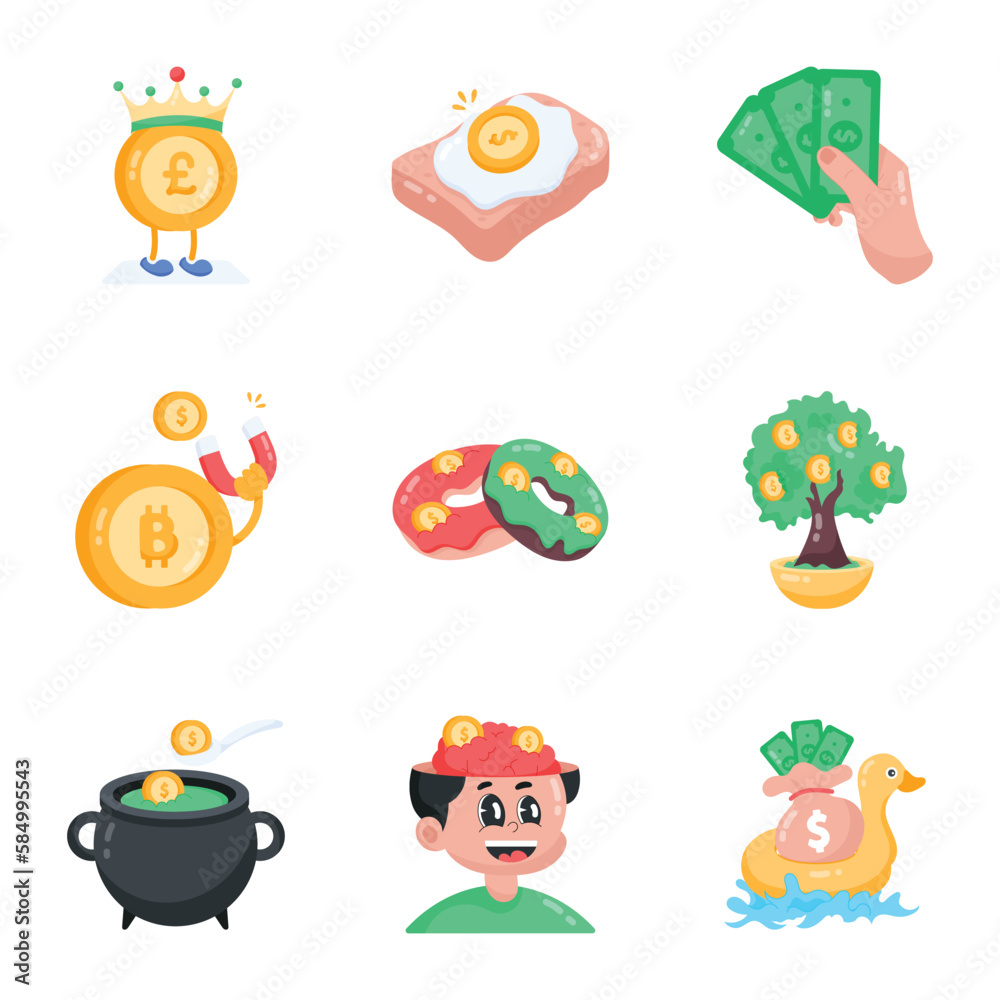A Customizable Pack of Flat Money Stickers

