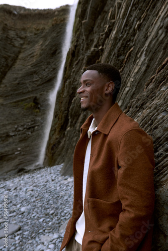 Fashion editorial at a waterfall photo