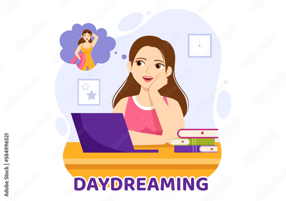 People Daydreaming Illustration with Imagining and Fantasizing in Bubble for Landing Page or Poster Templates in Flat Cartoon Hand Drawn People Daydreaming Illustration with Imagining and Fantasizing in Bubble for Landing Page or Poster Templates in Flat Cartoon Hand Drawn
