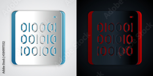 Paper cut Binary code icon isolated on grey and black background. Paper art style. Vector