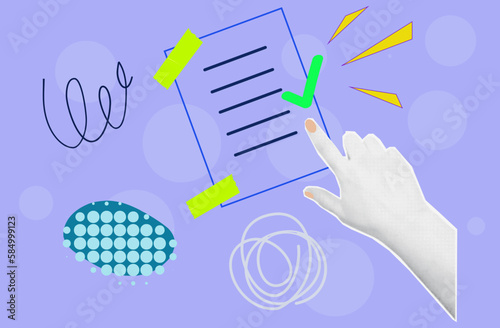 Εκτύπωση καμβά Approve document, collage halftone