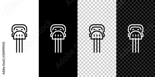 Set line Flamenco woman accessories icon isolated on black and white background. Peineta. Spanish comb. Vector