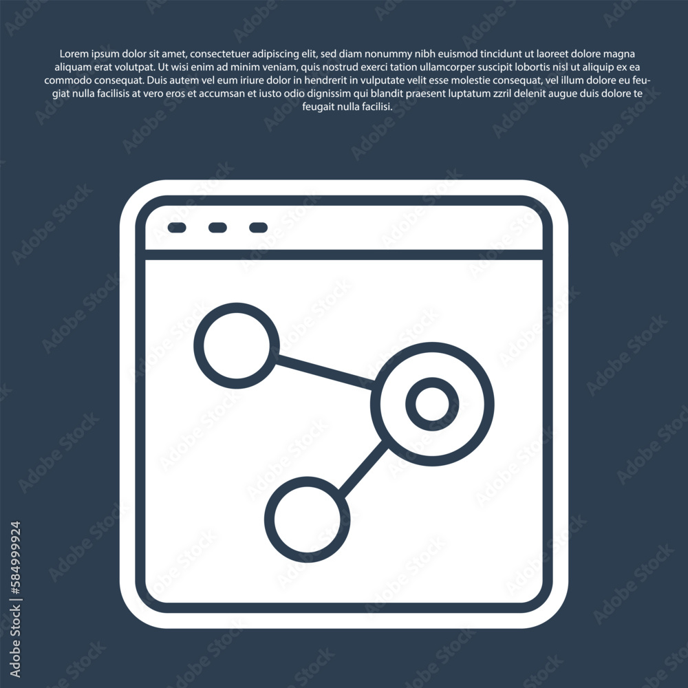 Blue line Browser window icon isolated on blue background. Vector Blue line Browser window icon isolated on blue background. Vector