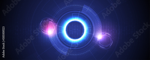 Abstract technology background with various technology elements Hi-tech communication concept innovation background Circle empty space for your text