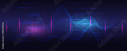 Abstract technology background  3D big data visualization. Hi-tech communication concept innovation background. Visual information complexity on tech background.