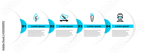 Set line Facial cosmetic mask, Carrot, Scented spa stick and Leaf icon. Vector