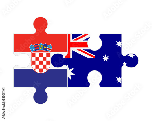 Puzzle of flags of Croatia and Australia, vector