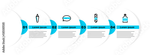 Set line Tequila bottle, Cigar, Fiesta and Hot chili pepper pod icon. Vector