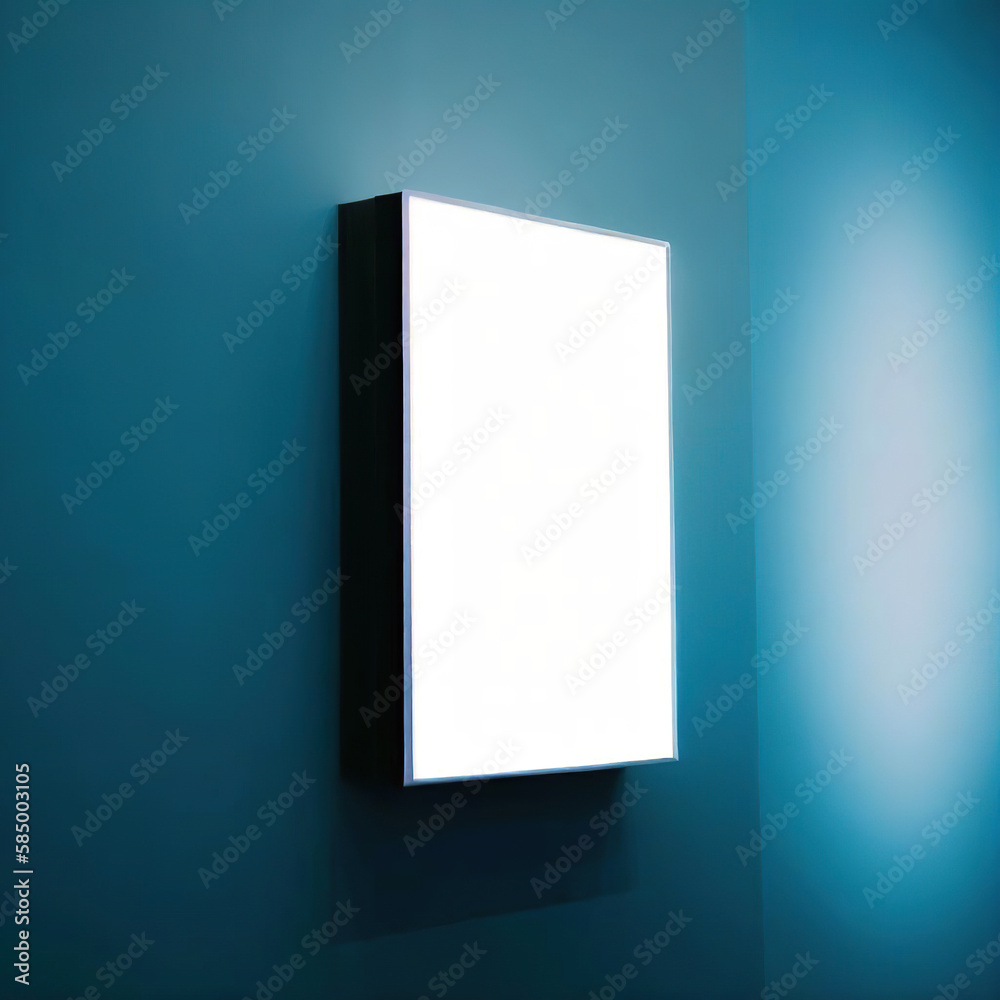 a rectangular blank light box on the pink wall with Generative AI. a rectangular blank light box on the pink wall with Generative AI.