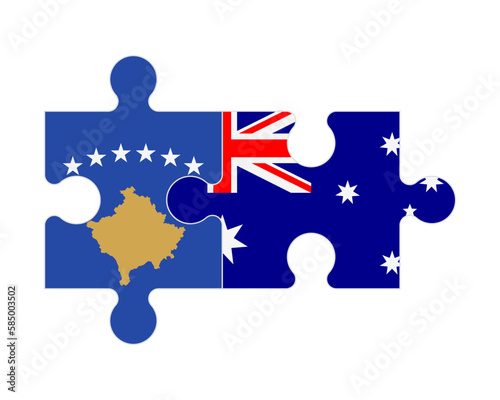 Puzzle of flags of Kosovo and Australia, vector