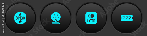 Set Bingo, Lottery machine, ticket and icon. Vector