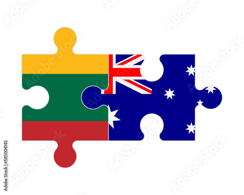 Puzzle of flags of Lithuania and Australia, vector