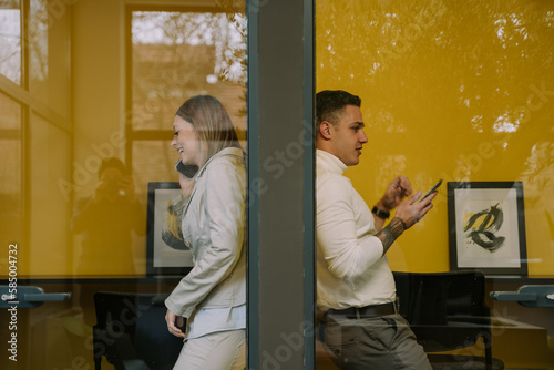 Two colleagues on the phone