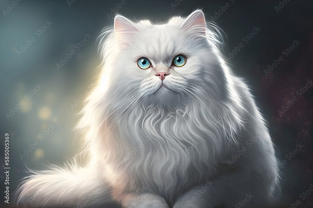 Portrait of a Cat, Beautiful Persian Cat, White Cat