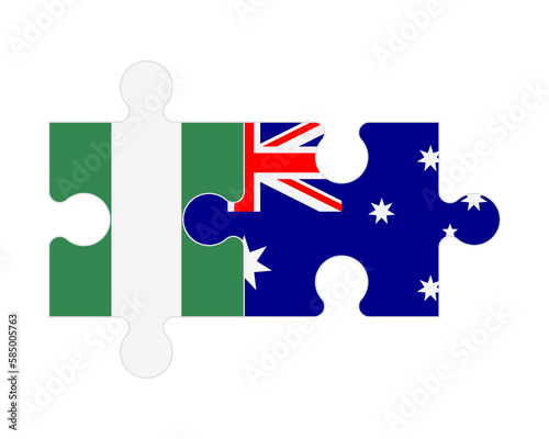 Puzzle of flags of Nigeria and Australia, vector