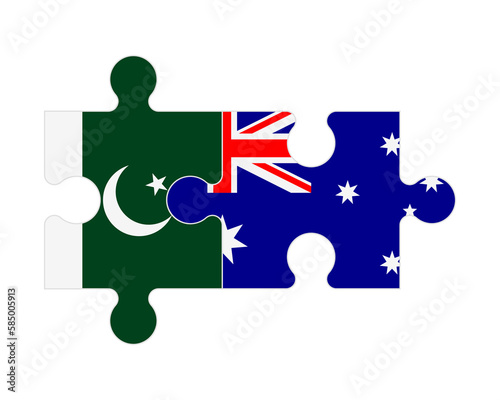 Puzzle of flags of Pakistan and Australia, vector
