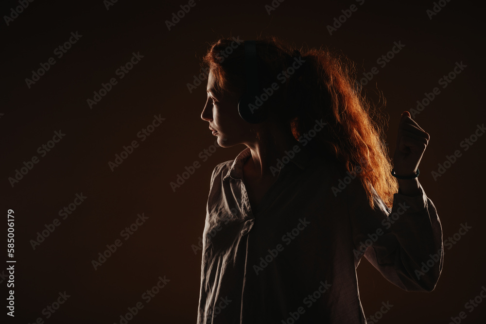 Close up of a girl with earphones Close up of a girl with earphones